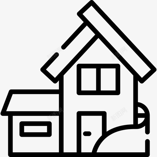 独立式房屋类型16直线式图标svg_新图网 https://ixintu.com 房屋 独立式 直线式 类型