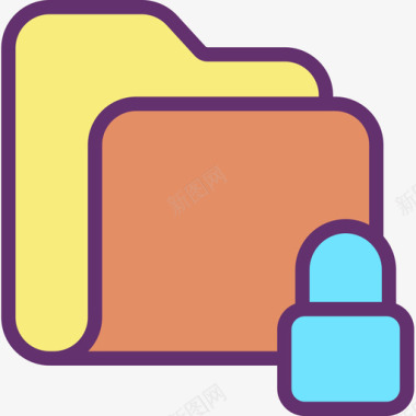 锁定文件夹6线性颜色图标图标