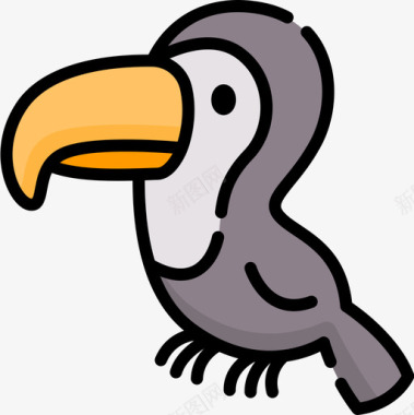巨嘴鸟动物53线形颜色图标图标
