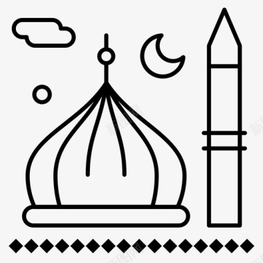 清真寺克雷森伊斯兰教图标图标