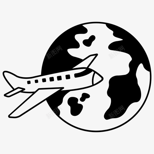 飞机航空公司地球图标svg_新图网 https://ixintu.com 地球 旅行 航空公司 飞机