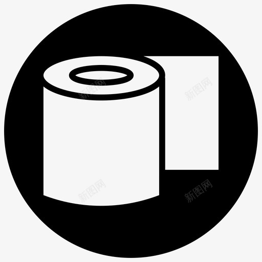 纸卷厕纸卫生纸图标svg_新图网 https://ixintu.com 卫生纸 厕纸 填充 纸卷 野营 黑色