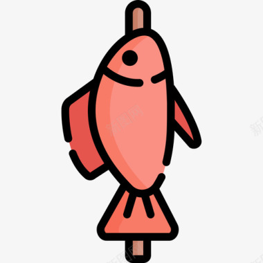 鱼葡萄牙5线形颜色图标图标