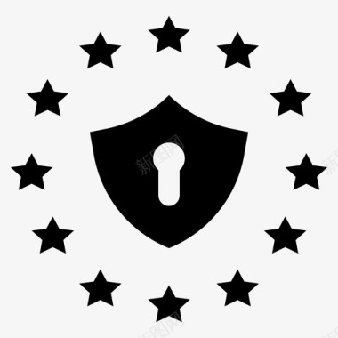 欧盟数据保护规则安全图标图标