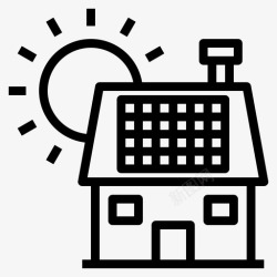 太阳能家庭太阳能家庭房子图标高清图片