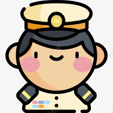 船长18号水手直线色图标图标