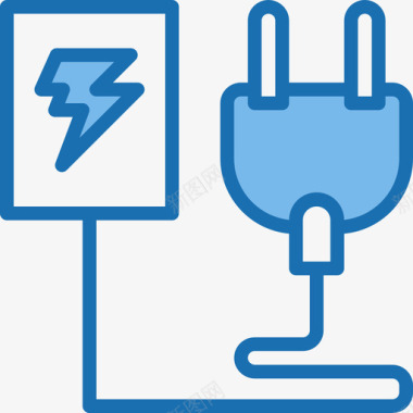 插头电源能量7蓝色图标图标
