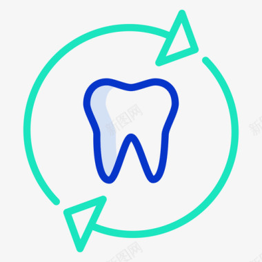 牙科护理保健14轮廓颜色图标图标