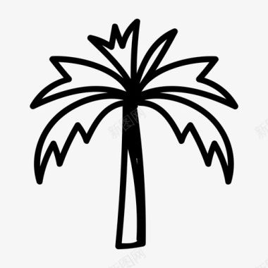 棕榈树海滩树荫图标图标