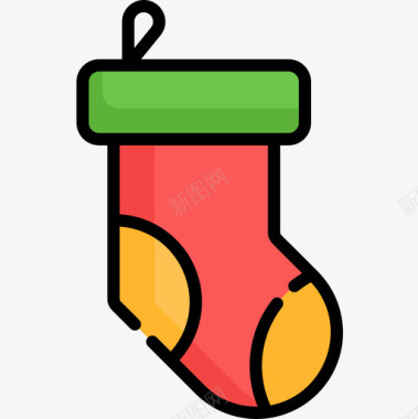 圣诞袜圣诞169线性颜色图标图标