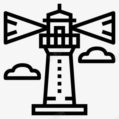 灯塔建筑海滩图标图标