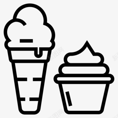 甜筒冰淇淋冷冻食品冰淇淋图标图标