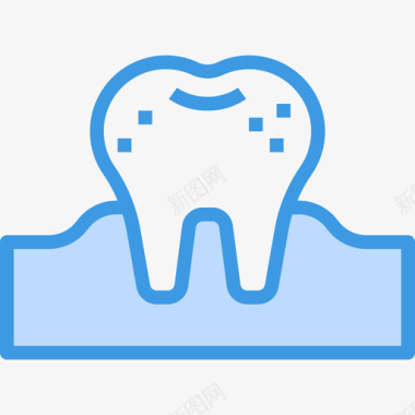 龋齿牙齿34蓝色图标图标