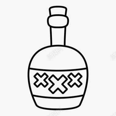 朗姆酒酒瓶子图标图标