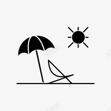 雨伞海滩假日图标图标