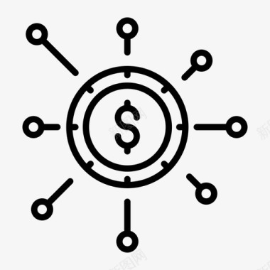 连接货币14轮廓图标图标