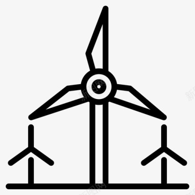 风力涡轮机能源替代电力家庭风车图标图标