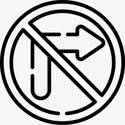 禁止右转信号灯和禁令4直线图标svg_新图网 https://ixintu.com 信号灯和禁令4 直线 禁止右转