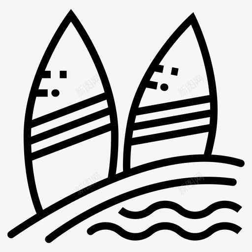 划桨板跳板短板图标svg_新图网 https://ixintu.com 冲浪板 划桨板 水上运动 短板 跳板 运动线矢量图标集 风帆