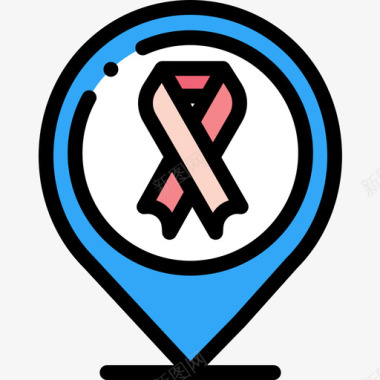 地点世界癌症意识日11线性颜色图标图标