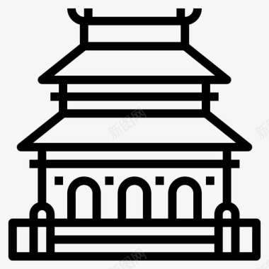 寺庙59号建筑物直线型图标图标