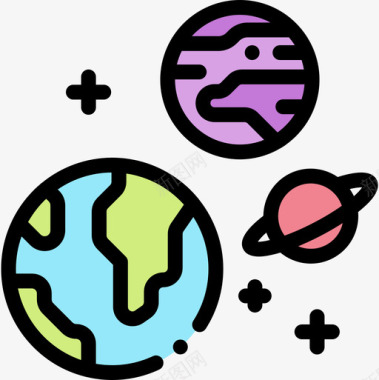 行星空间129线颜色图标图标