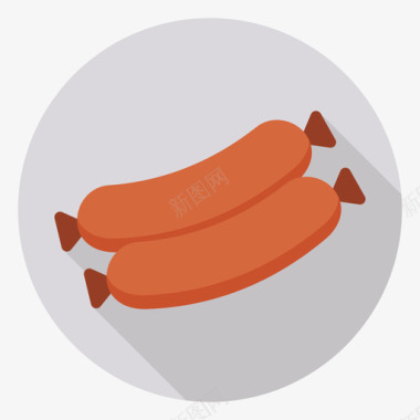 香肠食品和饮料30圆形图标图标