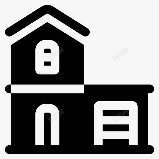 别墅房屋类型15已填充图标svg_新图网 https://ixintu.com 别墅 填充 房屋 类型