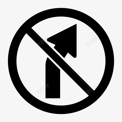 禁止右转指示标志图标svg_新图网 https://ixintu.com 交通标志 右转 指示 标志 禁止