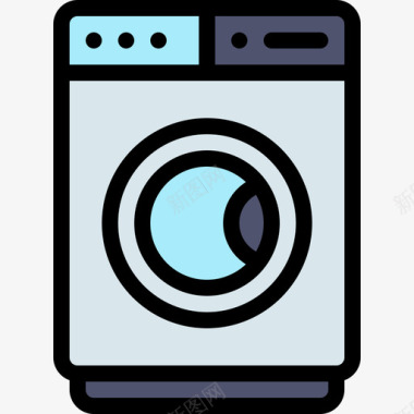 洗衣机智能家居13线性颜色图标图标