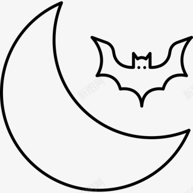 蝙蝠万圣节月亮图标图标