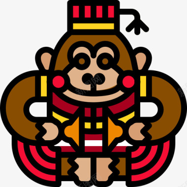 猴子马戏团70线性颜色图标图标