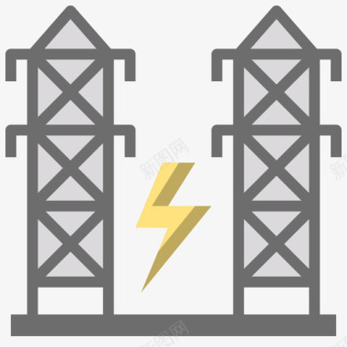 电塔可持续能源25扁平图标图标