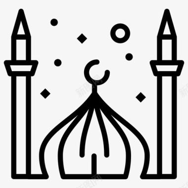 清真寺克雷森开斋节图标图标