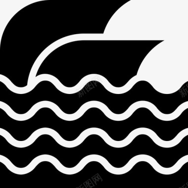 波浪能量4固体图标图标