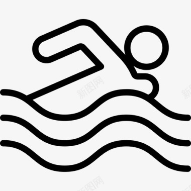 游泳无障碍运动1线性图标图标