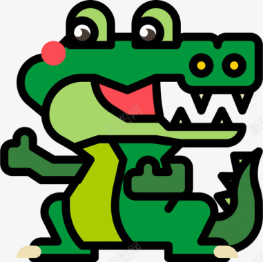 鳄鱼动物17线形颜色图标图标