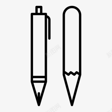 钢笔和铅笔签名写作图标图标