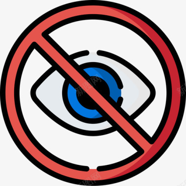 眼睛信号和禁令6线性颜色图标图标