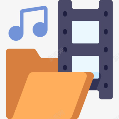 音乐文件夹音乐多媒体2平面图标图标