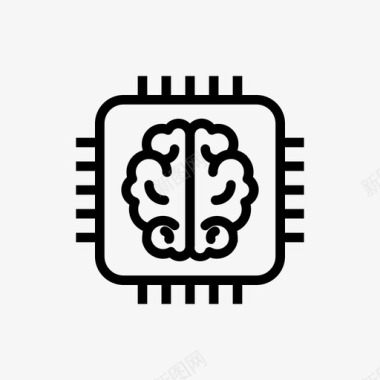微芯片脑人工智能人工智能计算图标图标
