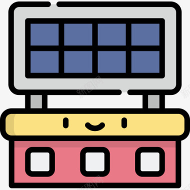 太阳能电池板智能城市7线性颜色图标图标