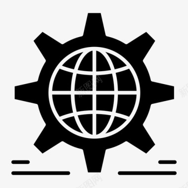 设置齿轮全球图标图标