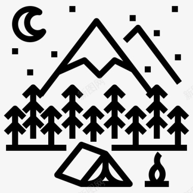 探险露营山地图标图标