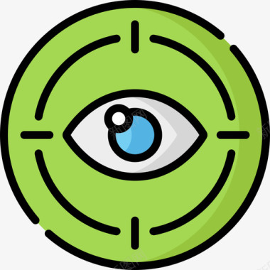 眼睛扫描仪防护安全4线性颜色图标图标