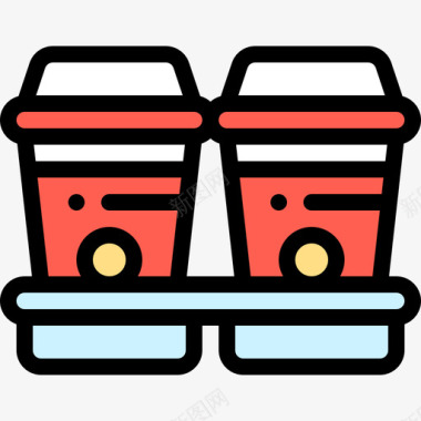 咖啡食品递送16线性颜色图标图标