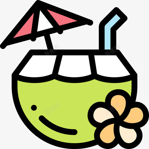 椰子水夏季食品和饮料2线性颜色图标svg_新图网 https://ixintu.com 夏季食品和饮料2 椰子水 线性颜色