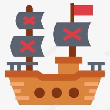 船海盗11号扁平图标图标