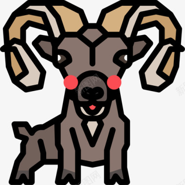山羊动物17线性颜色图标图标