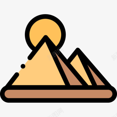 金字塔历史21线性颜色图标图标
